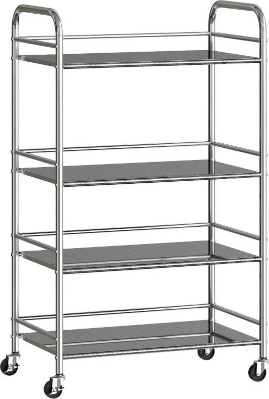 Homcom 4 Tier Kitchen On Wheels Trolley Table