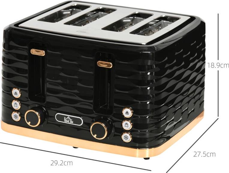 Four-Slice Rippled Toaster Black