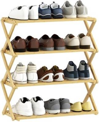 Homcom 4-Tier Bamboo Shoe Rack