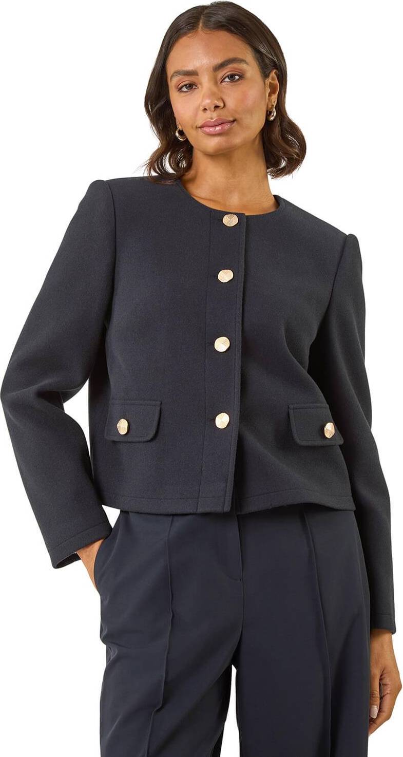 Roman Buttoned Pocket Jacket - Navy