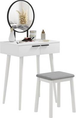 Homcom Vanity Set With Mirror And Stool Dressing Table