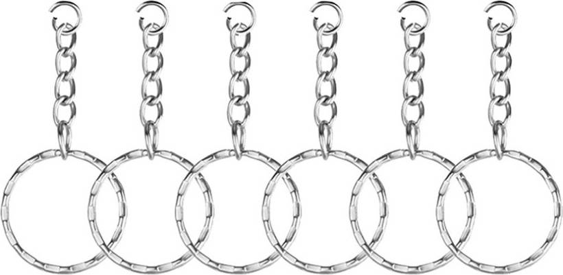 Inoomp Metal Twisted Round Key Ring With Chain And Split Ring Screw