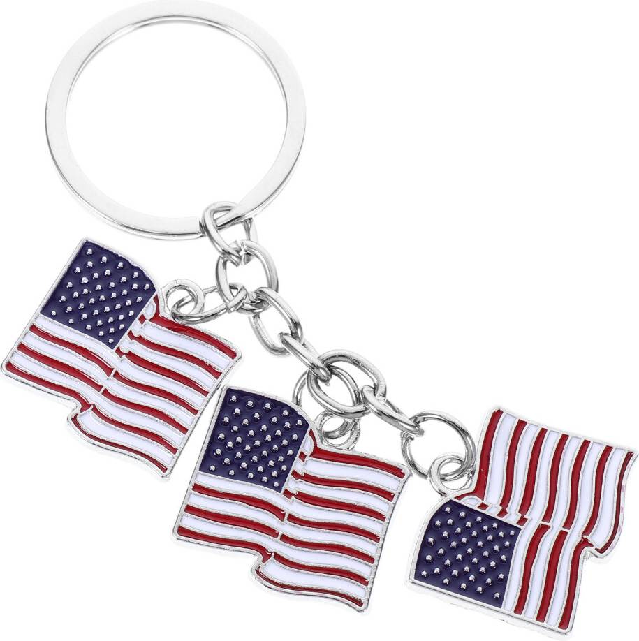 Totority Us Flag Keychain Metal Key Rings