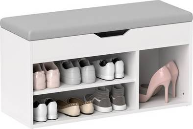 Homcom Sit-On Storage Unit Cream Shoe Rack
