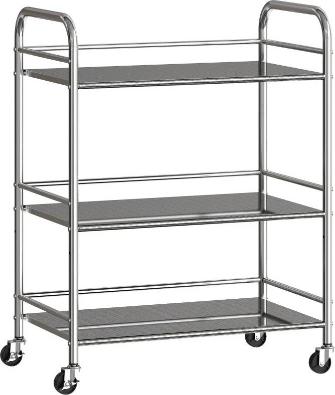 Homcom 3 Tier Kitchen On Wheels Trolley Table