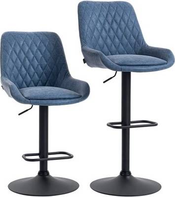 Homcom Stools Set Of 2 Adjustable Bar Chairs Bar Stool
