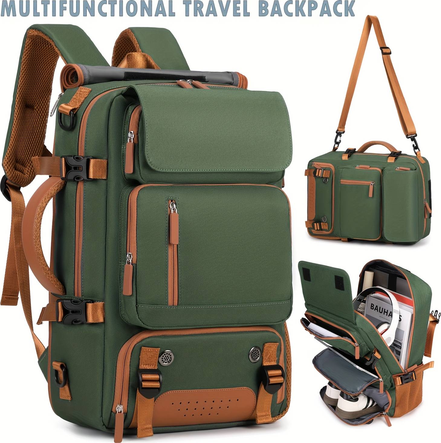 Temu Multifunctional Large Capacity Backpack Convertible Zipper Closure Royal