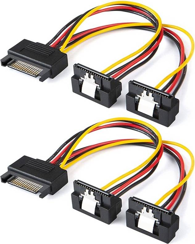 Veneka 8-Inch SATA 15 Pin Power Splitter Cable 2-Pack