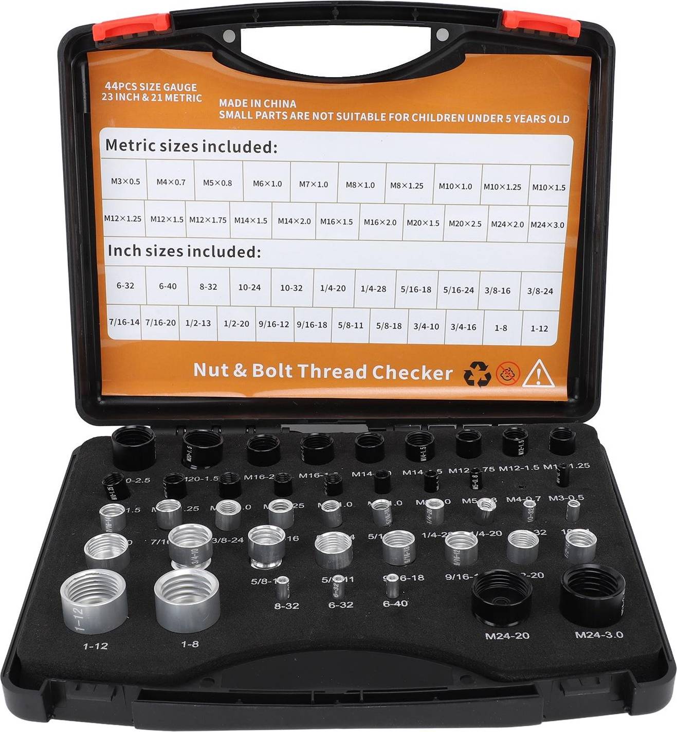 Meterk 44PCS Nut and Bolt Thread Checker Measurement tool