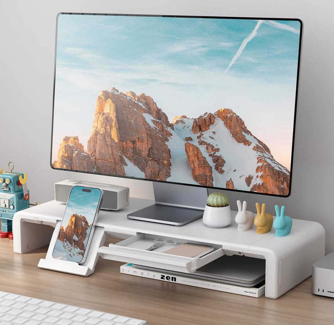 Ebern Designs Stackable Monitor Stand White