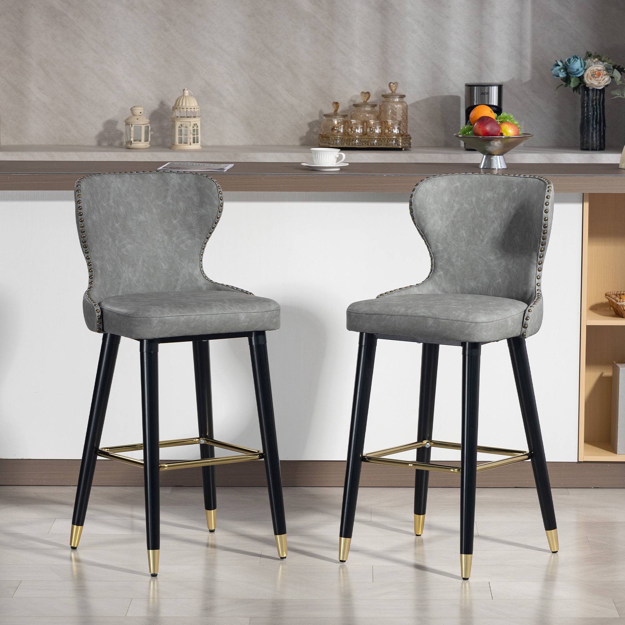 Homcom Pu Leather Stools Set Of 2 Bar Stool