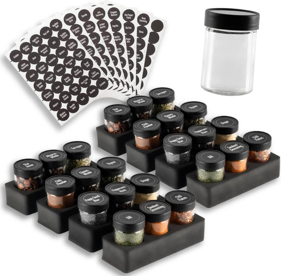Spice rack with jars AllSpice InDrawer Spice Rack 24 3 Jars Labels Kitchen Container 24pcs
