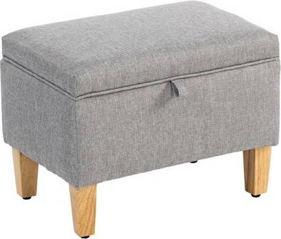 Ottoman bench with storage Homcom Linen Ottoman Storage Box With Rubberwood Legs Storage Bench