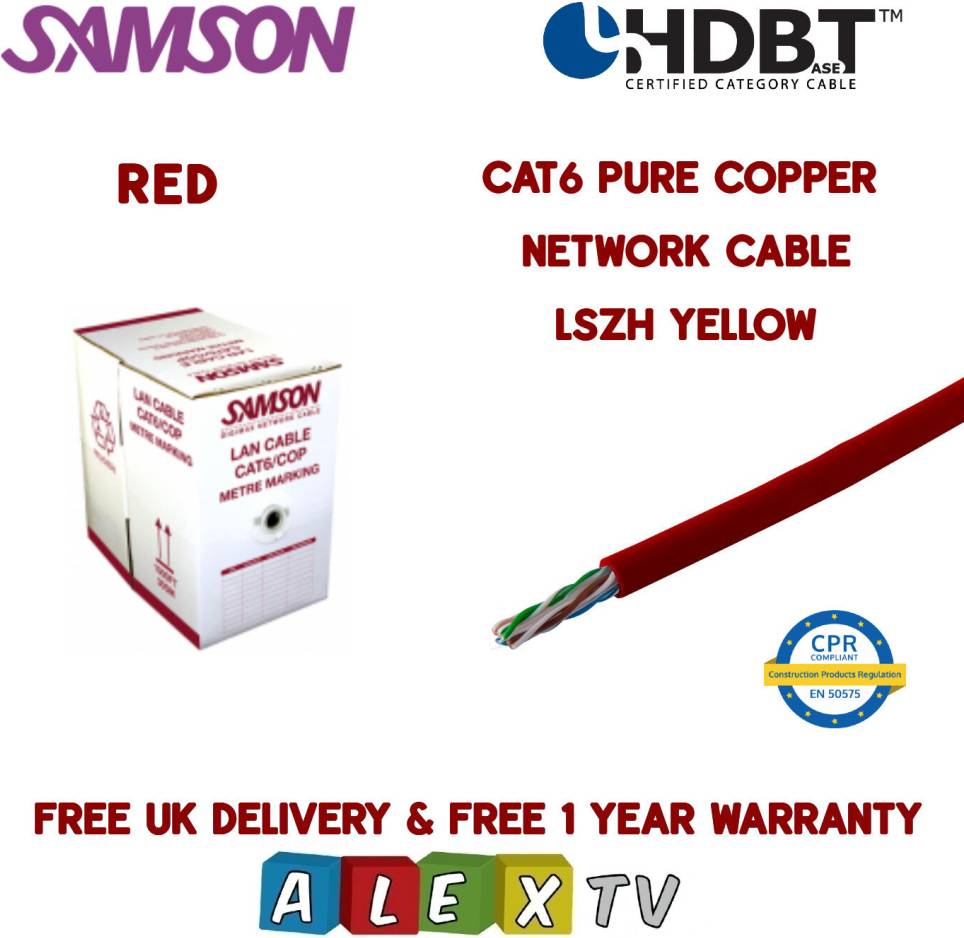 Samson CAT6 Pure Copper LSZH RED Internal Cable