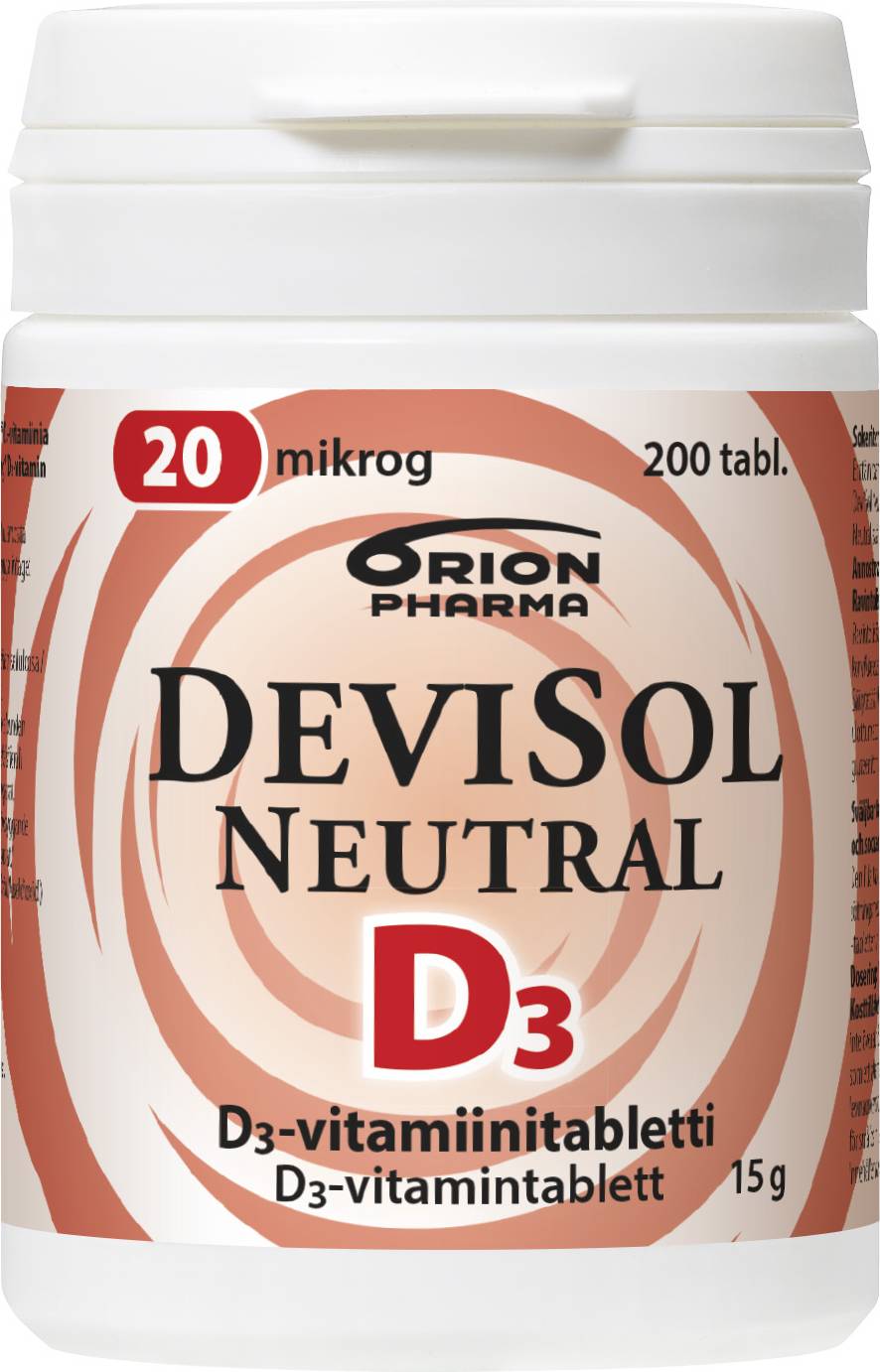 DeviSol Neutral 20 mcg D-vitamiini 200 Tabl