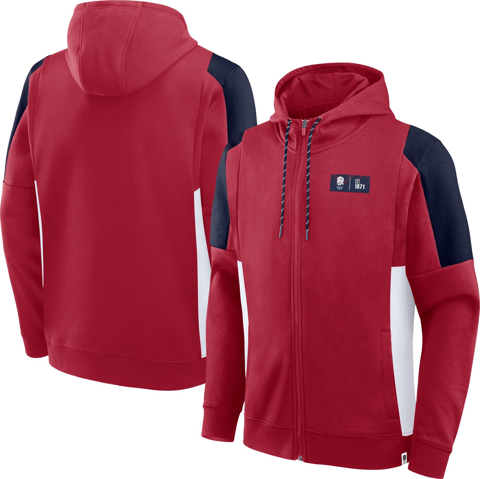 England Rugby Panel Full Zip Hoodie - Red