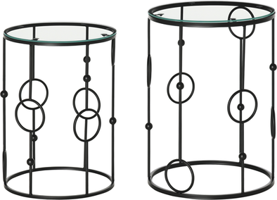 Nest of tables black Homcom Set Of 2 Coffee Tables Nesting Table