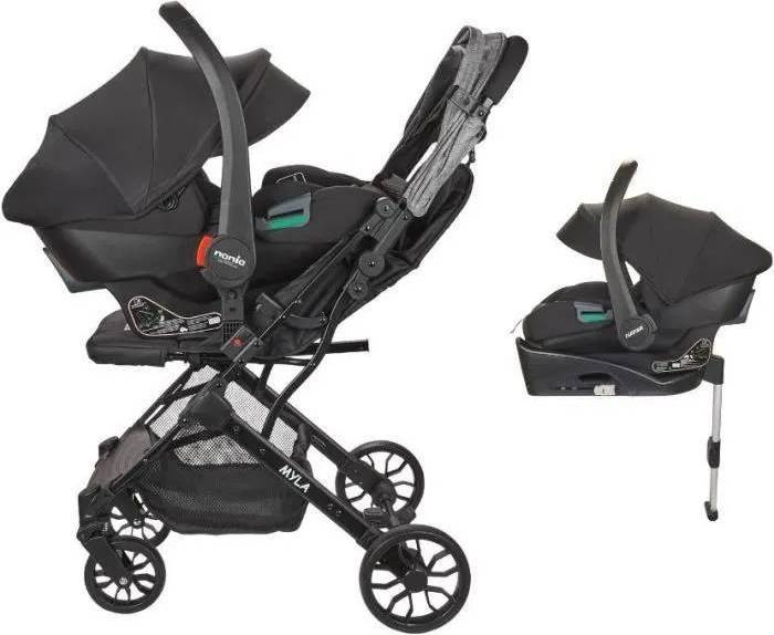 Nania Poussette Combinée 2-En-1 Avec Siège Auto Rimini Base Isofix Myla 4 Roues
