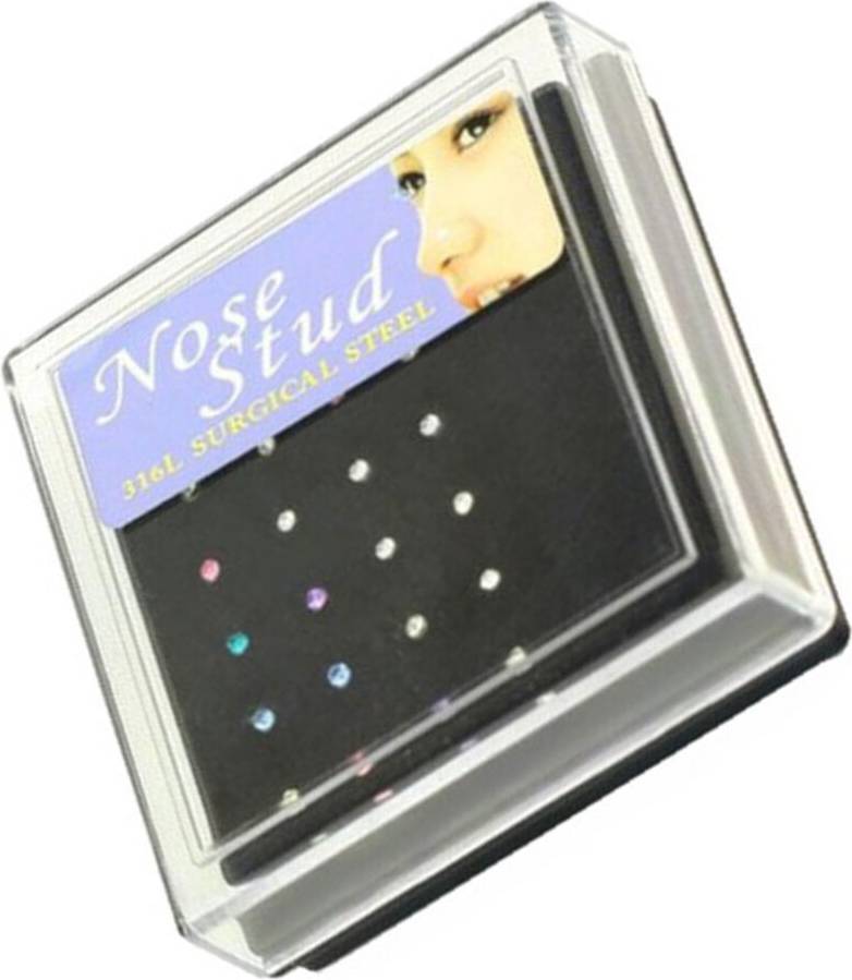 Inoomp Surgical Steel Rhinestone Nose Rings Painless Wear