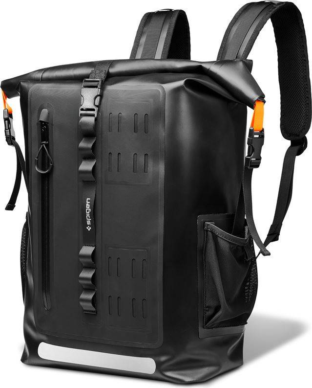 Spigen Waterproof Backpack IPX6 35L Roll Top Rucksack - Black