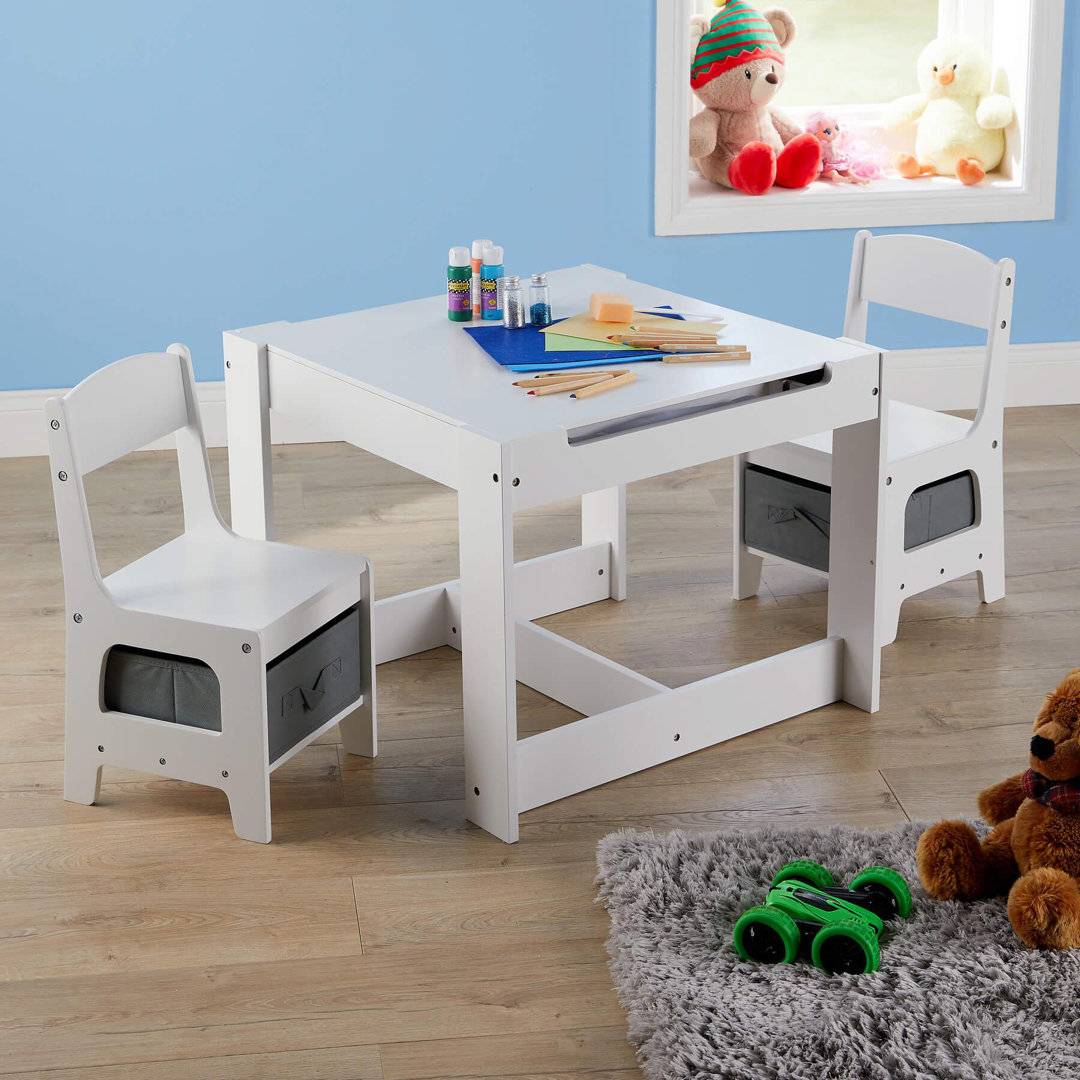 Home Source Kids Drawing Table Chair Set White