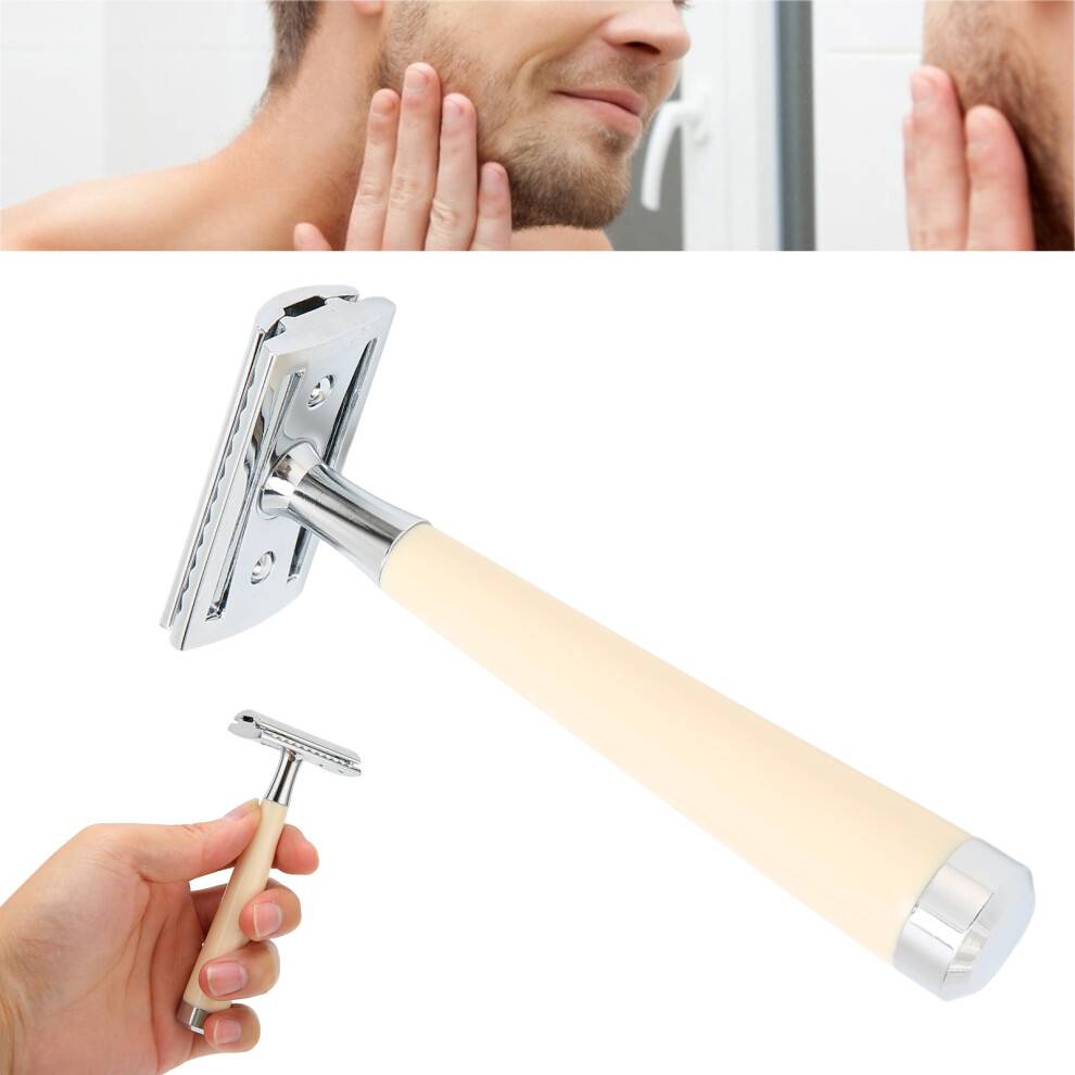 Manual Double Edged Razor Beige Long Handle