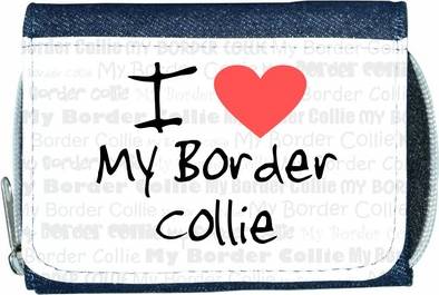 TeeTreeDesigns I Love Heart My Border Collie Denim Wallet