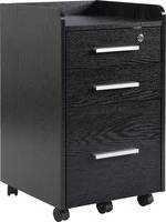 Homcom Three-Drawer Lockable Filing Black Storage Cabinet