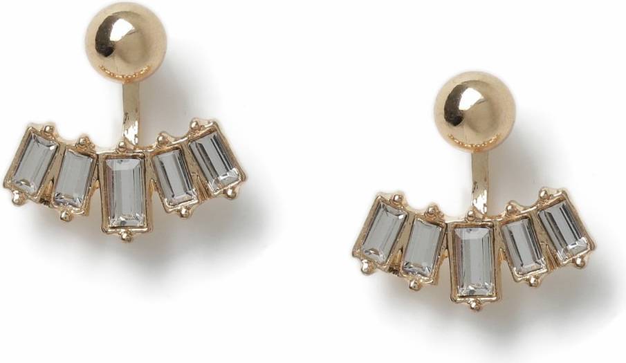 Freedom Gold Rhinestone Front And Back Earrings