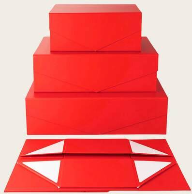 Gift baskets Shein Red Gift Packaging Magnetic Closure Box Set Small Box