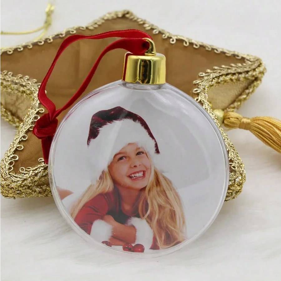 Iniu Round Transparent Photo Ball Christmas Tree Ornament
