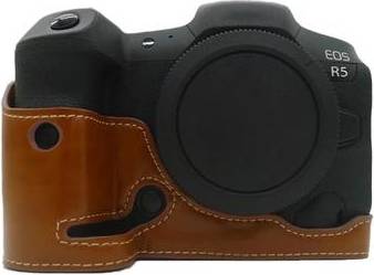 Canon EOS R5 R6 Leather Half Cover Brown