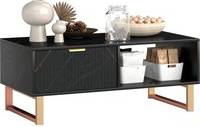 Homcom Elegant Marble Effect Storage Coffee Table