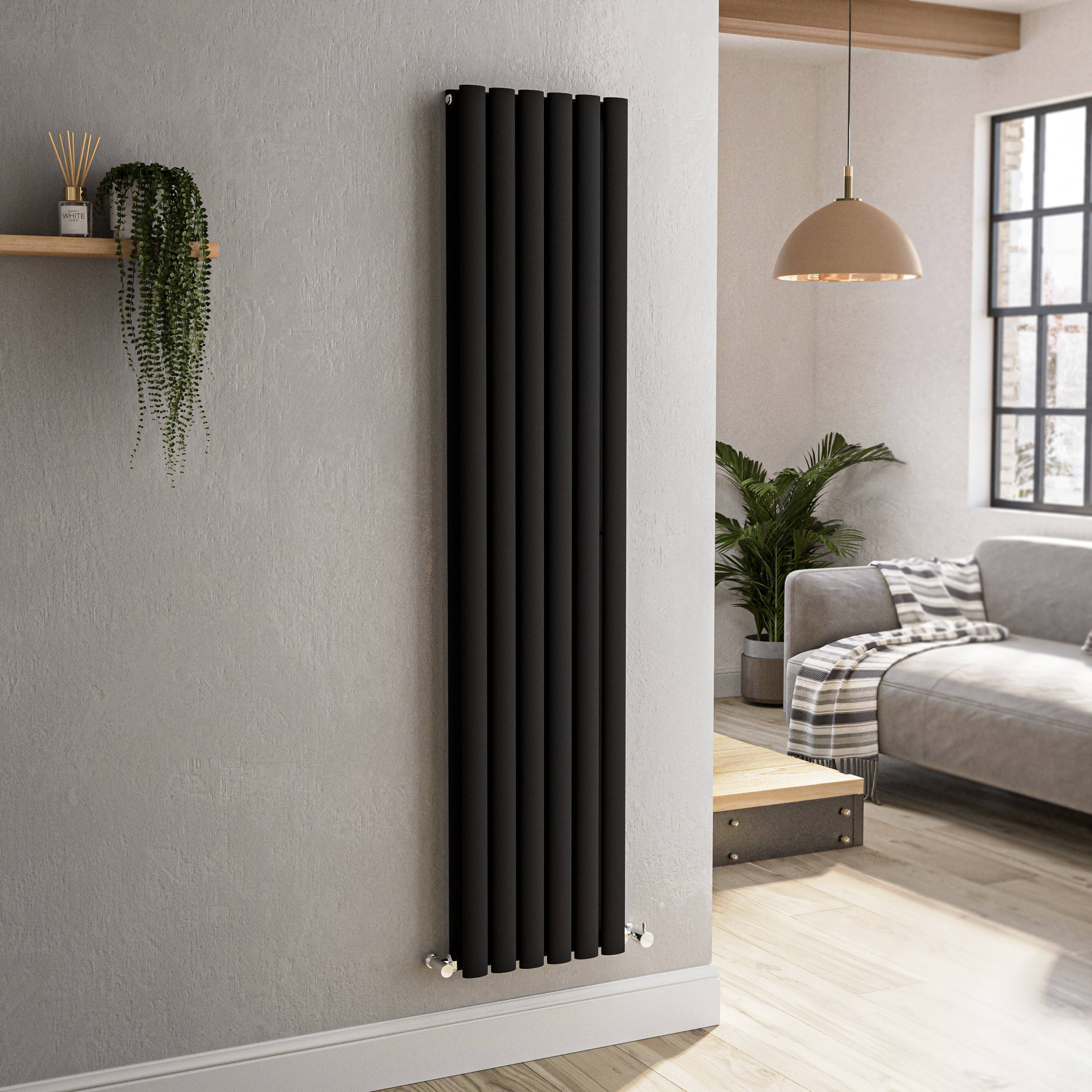 Midnight Black Vertical Oval Designer Radiator