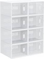 Homcom 8PCS Clear Box with Magnetic Door Shoe Rack