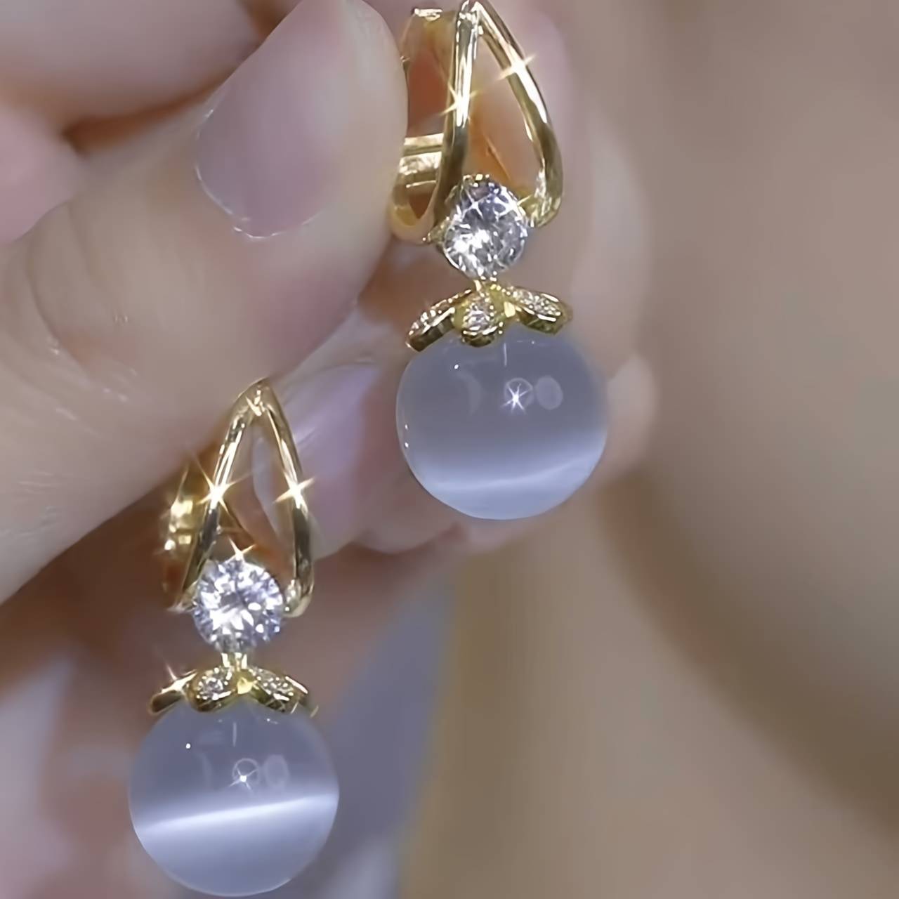 Temu Unique Rhinestone Earrings Drop Hoop Style