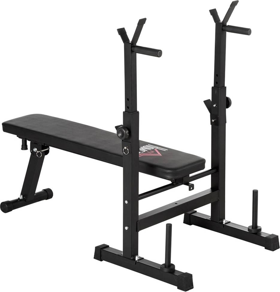 Weight bench Homcom Black Adjustable Weight Bench with Barbell Rack