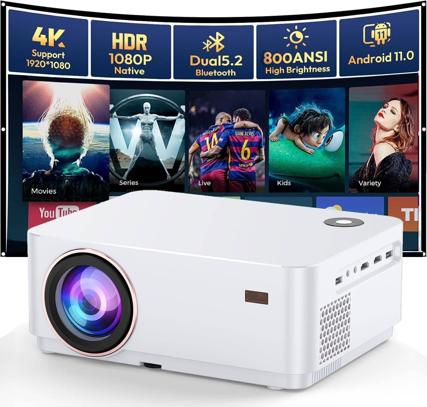 Projector 4k 4K Android OS WiFi Bluetooth Projector