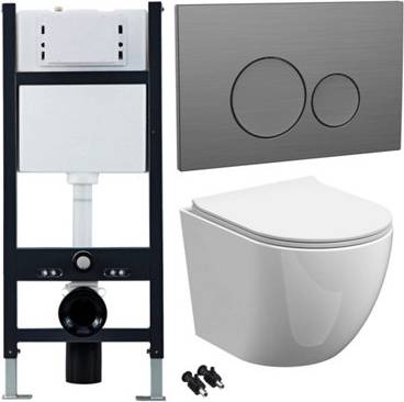 Wall hung toilet set Modern D-Shape Rimless Wall Hung Toilet Set