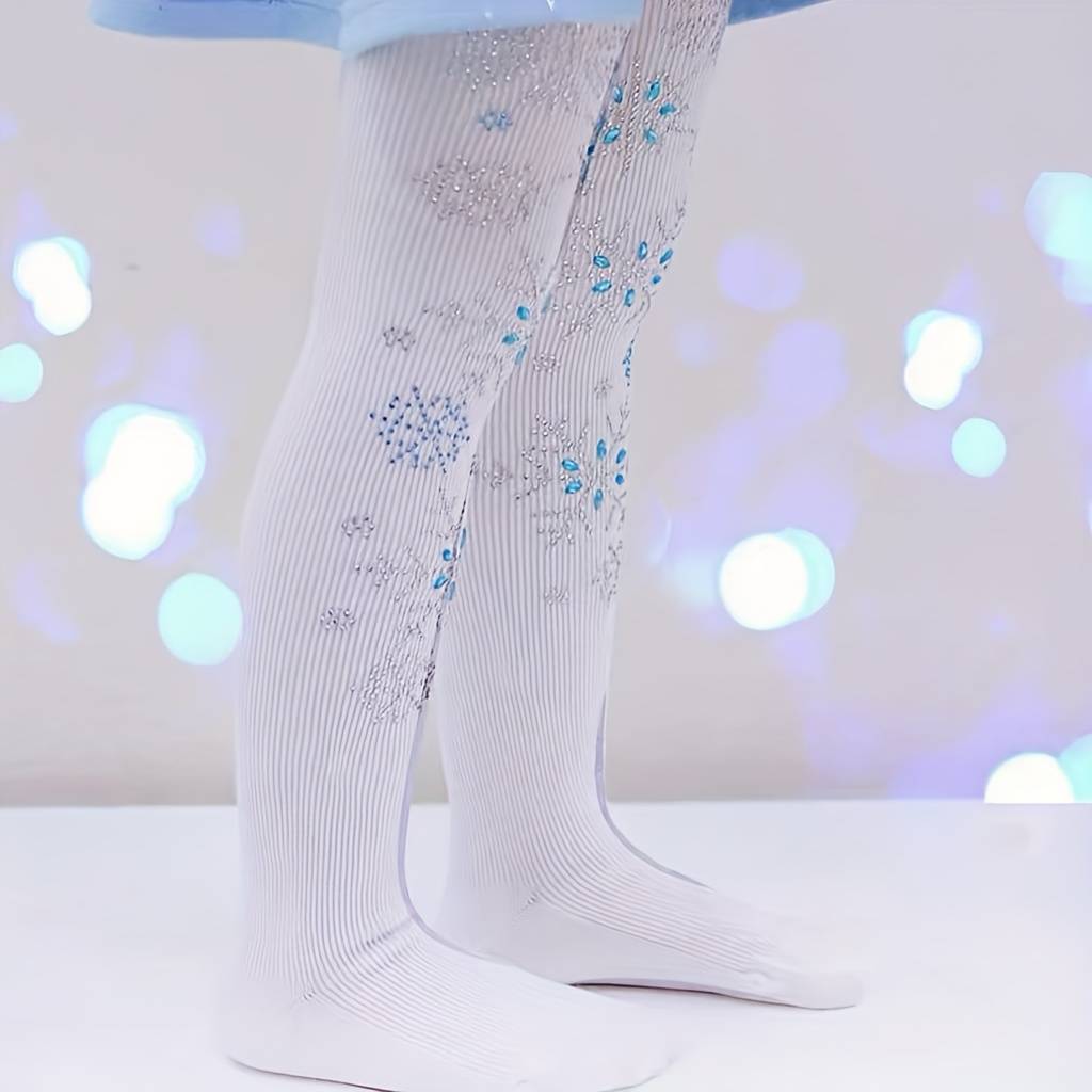 Temu Girls Tights With Rhinestone Snowflake Pattern Non-Slip Anti-Pilling - 90D