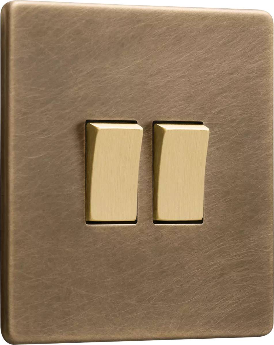 Antique Brass Double Rocker Switch