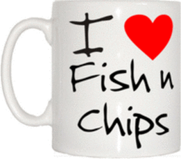 TeeTreeDesigns I Love Heart Fish N Chips Mug