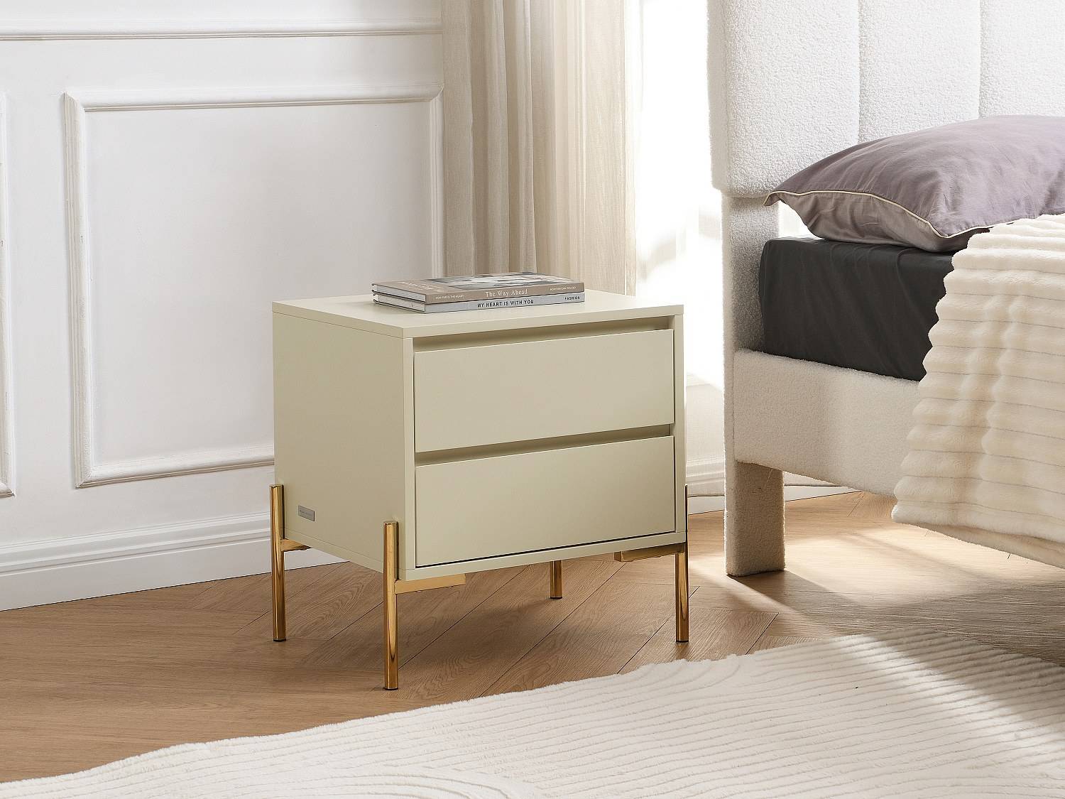Pascal Morabito 2-Drawer MDF Metal Bedside Table