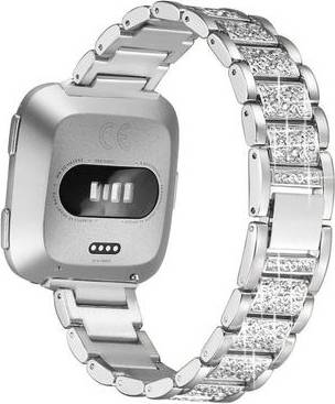 Fitbit Versa Rhinestone Décor Watch Band Silver