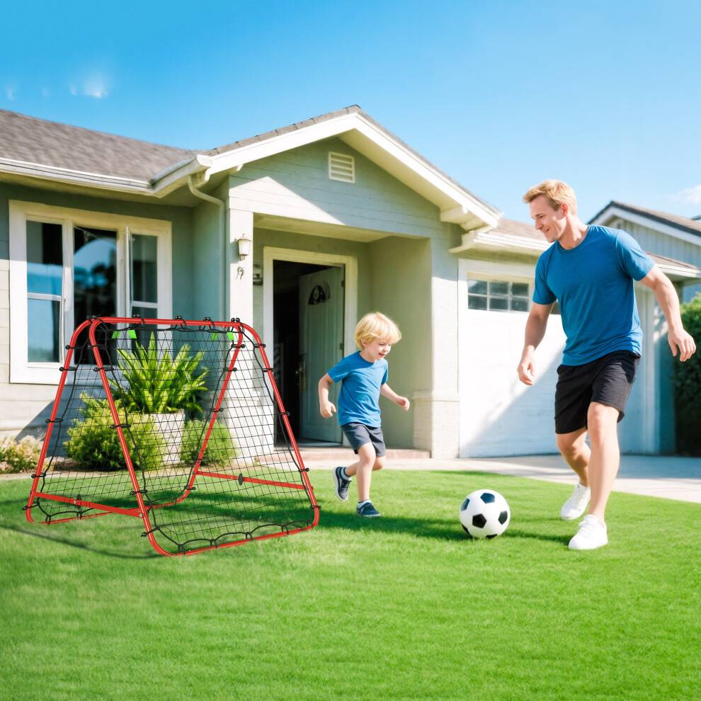 Football rebounder net Homcom Rebounder Net Football Target Goal 100cm Red