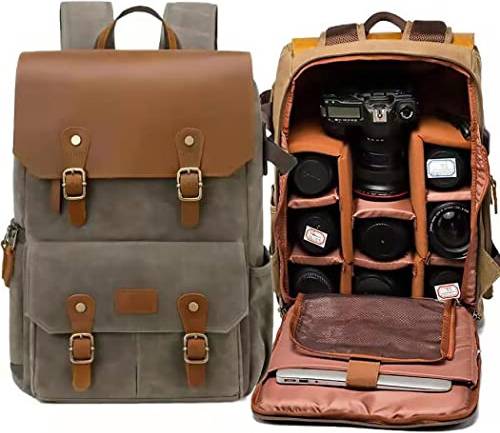 Canvas SLR Camera Backpack Large Capacity