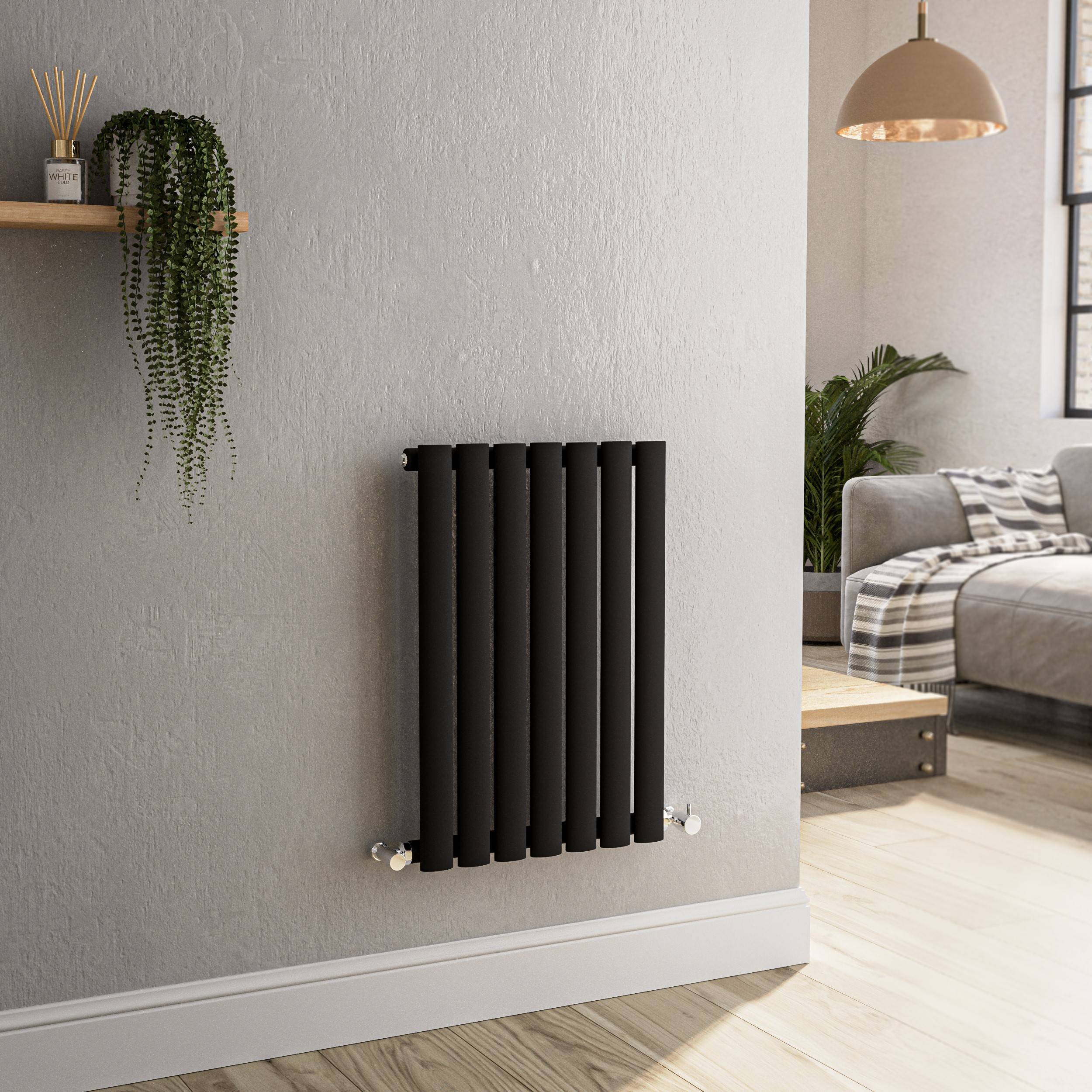 SORRENTO Black Horizontal Oval Panel Radiator