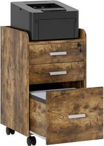 Homcom Mobile Filing with 2 Keys Rustic Brown