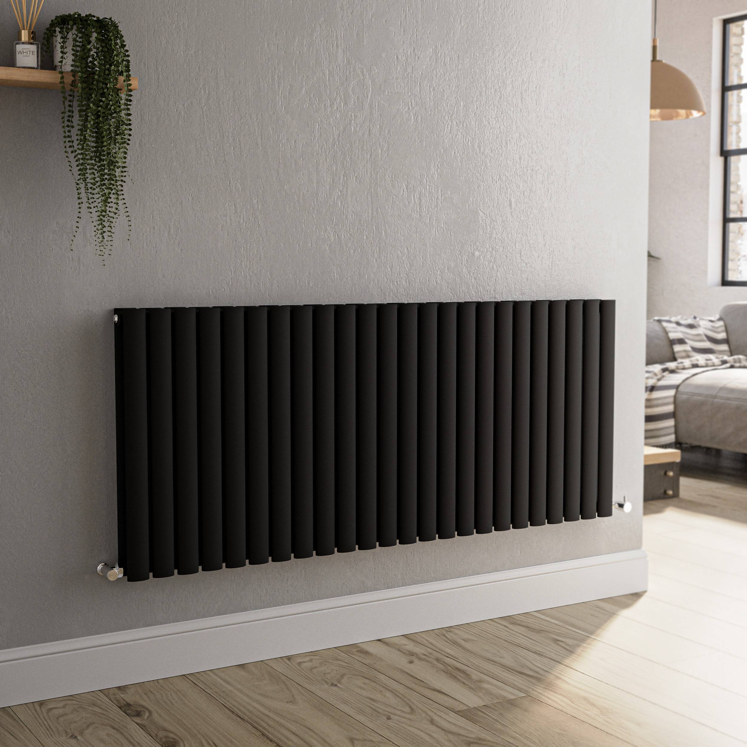 Midnight Black Horizontal Oval Designer Radiator