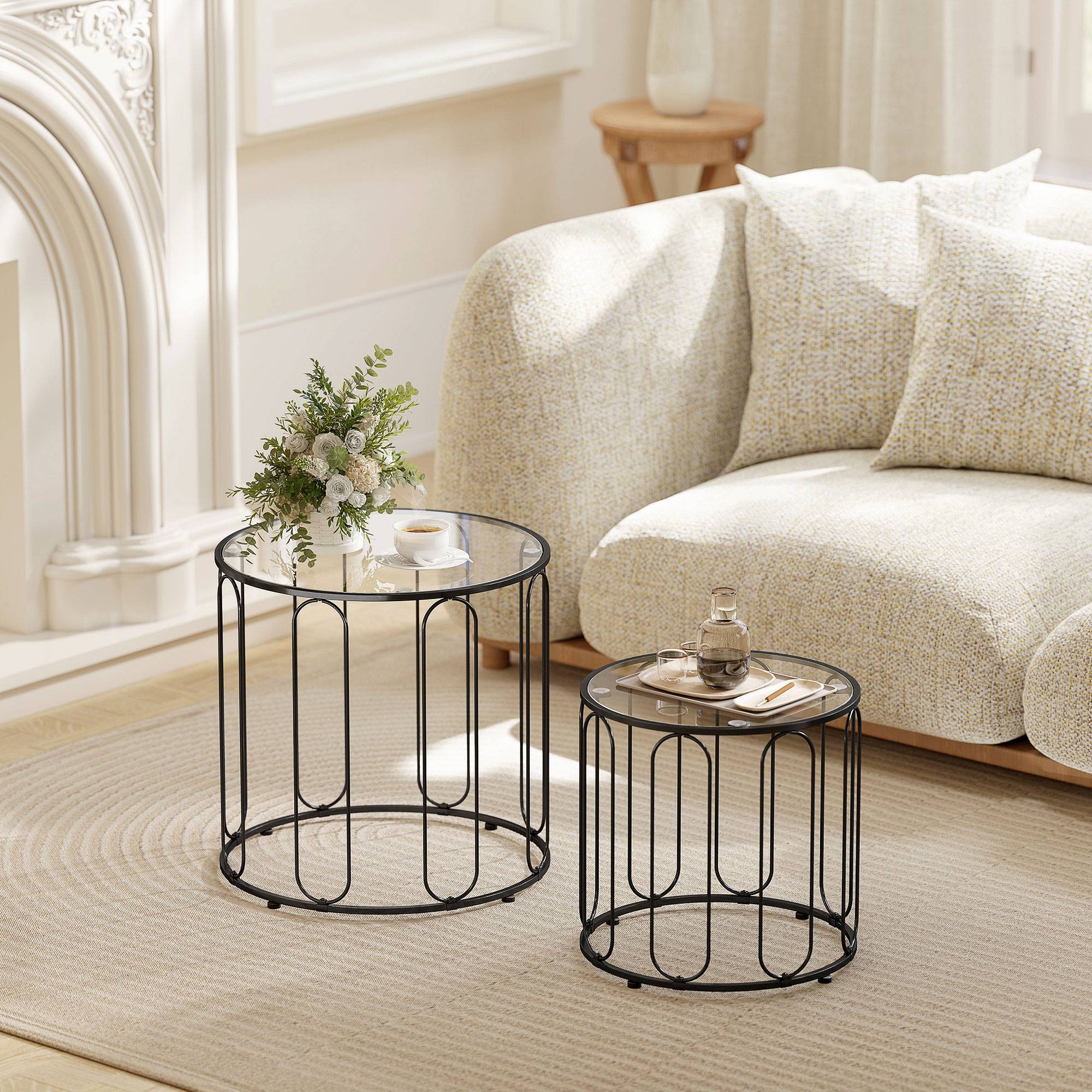 Homcom Round Coffee Set Of 2 Nesting Table 101.6x101.6cm